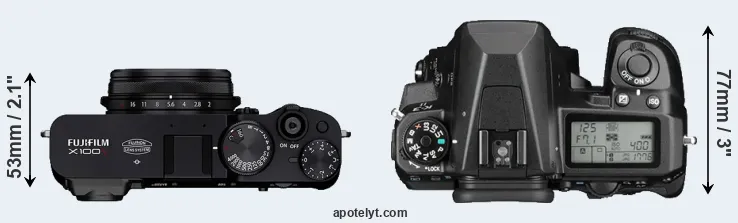 Compare X100V versus K-3 II top