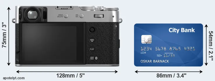 X100VI and credit card rear side