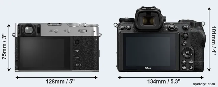 Comparison X100VI or Z6 II rear