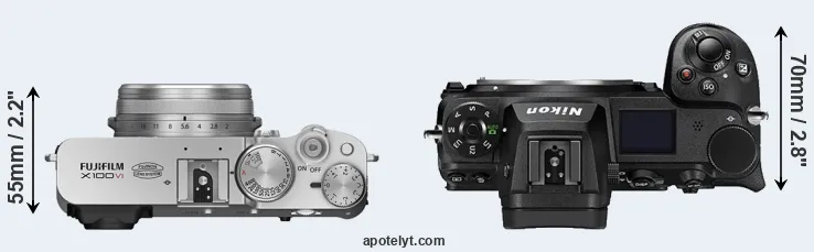 Compare X100VI versus Z6 II top