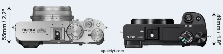 Compare X100VI versus A6300 top