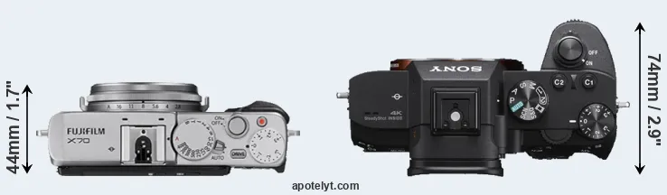 Compare X70 versus A7 III top