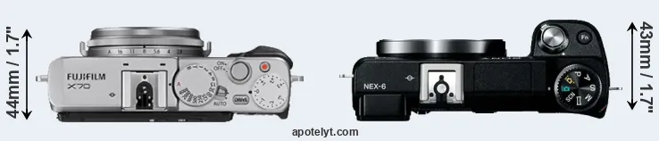 Compare X70 versus NEX-6 top