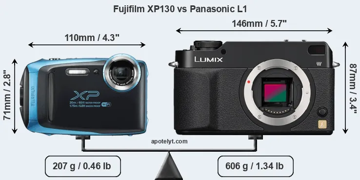 Size Fujifilm XP130 vs Panasonic L1