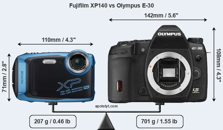 Size Fujifilm XP140 vs Olympus E-30