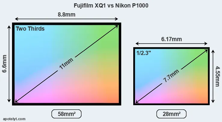 Fujifilm XQ1 and Nikon P1000 sensor measures
