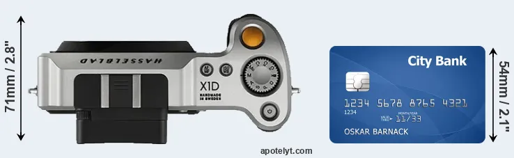 X1D versus credit card top view
