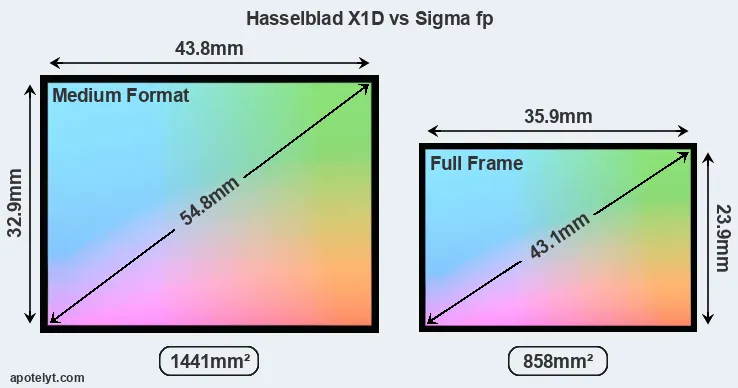 Hasselblad X1D and Sigma fp sensor measures