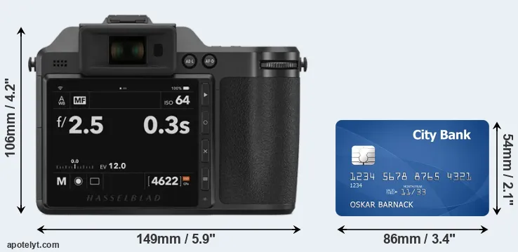 X2D 100C and credit card rear side