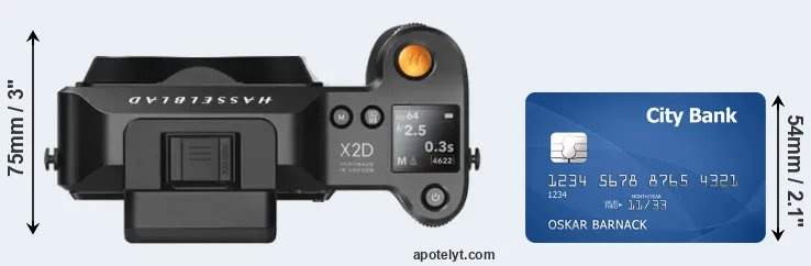 X2D 100C versus credit card top view