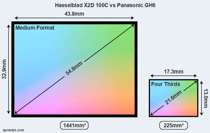 Hasselblad X2D 100C and Panasonic GH6 sensor measures