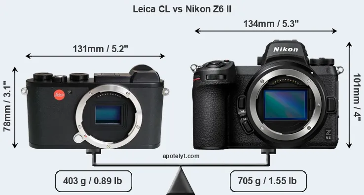 Size Leica CL vs Nikon Z6 II