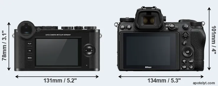 Comparison CL or Z6 II rear