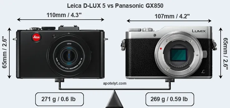 Size Leica D-LUX 5 vs Panasonic GX850