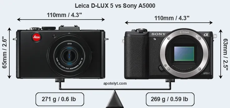 Size Leica D-LUX 5 vs Sony A5000