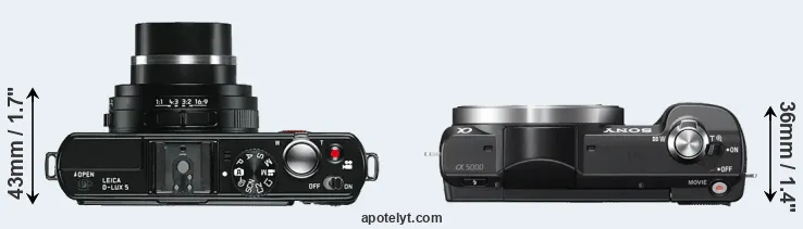 Compare D-LUX 5 versus A5000 top
