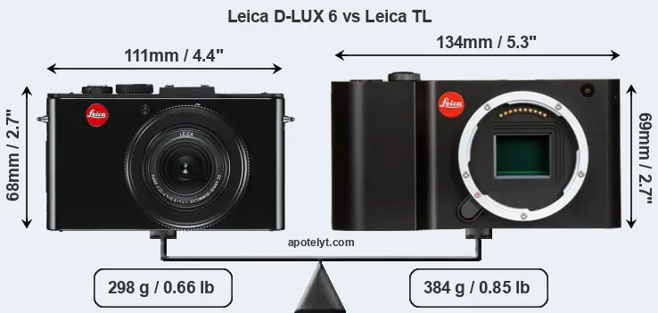 Size Leica D-LUX 6 vs Leica TL
