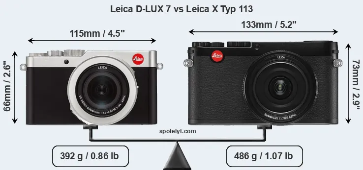 Size Leica D-LUX 7 vs Leica X Typ 113