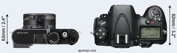 Compare D-LUX 8 versus D800 top