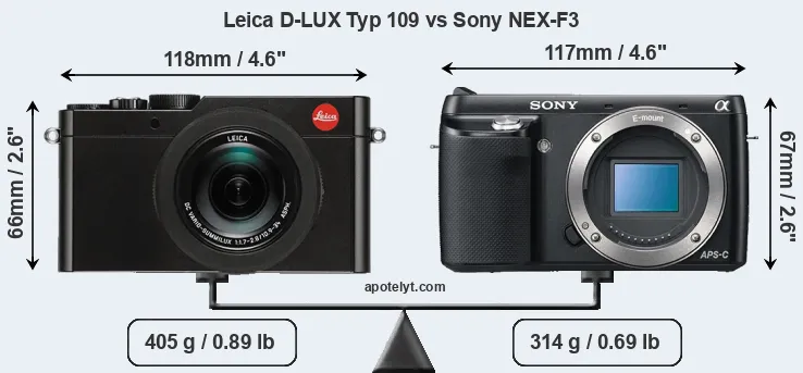 Size Leica D-LUX Typ 109 vs Sony NEX-F3