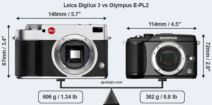 Size Leica Digilux 3 vs Olympus E-PL2