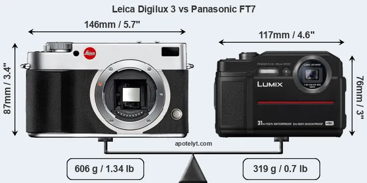 Size Leica Digilux 3 vs Panasonic FT7