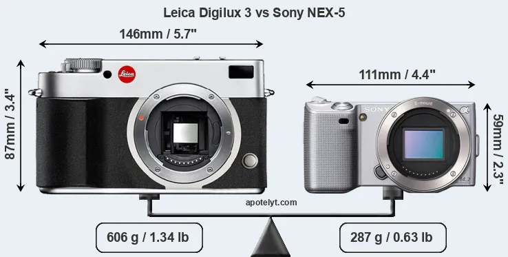 Size Leica Digilux 3 vs Sony NEX-5