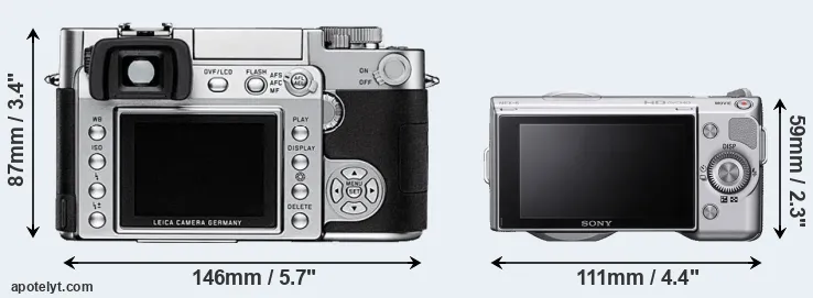 Comparison Digilux 3 or NEX-5 rear