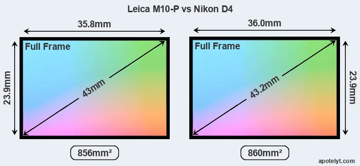Leica M10-P and Nikon D4 sensor measures