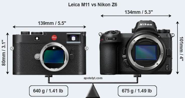 Size Leica M11 vs Nikon Z6