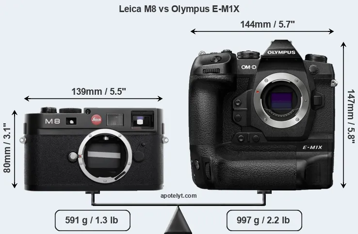Size Leica M8 vs Olympus E-M1X