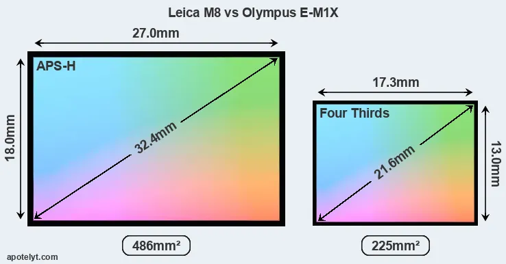 Leica M8 and Olympus E-M1X sensor measures