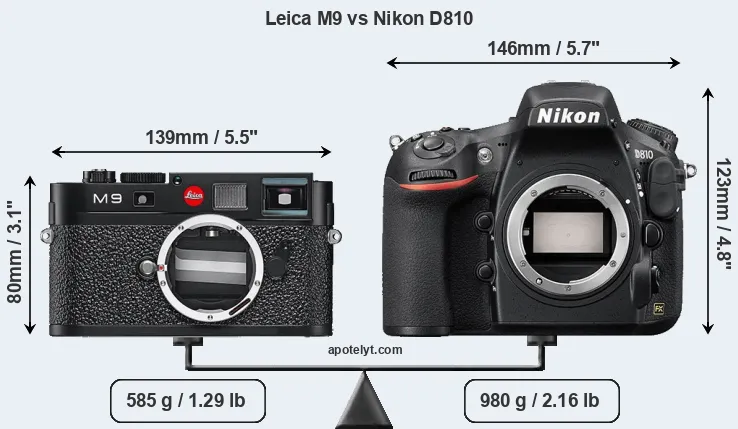 Size Leica M9 vs Nikon D810