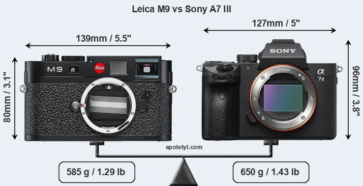 Size Leica M9 vs Sony A7 III