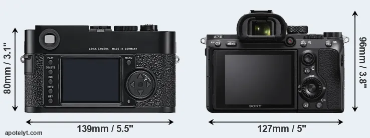 Comparison M9 or A7 III rear