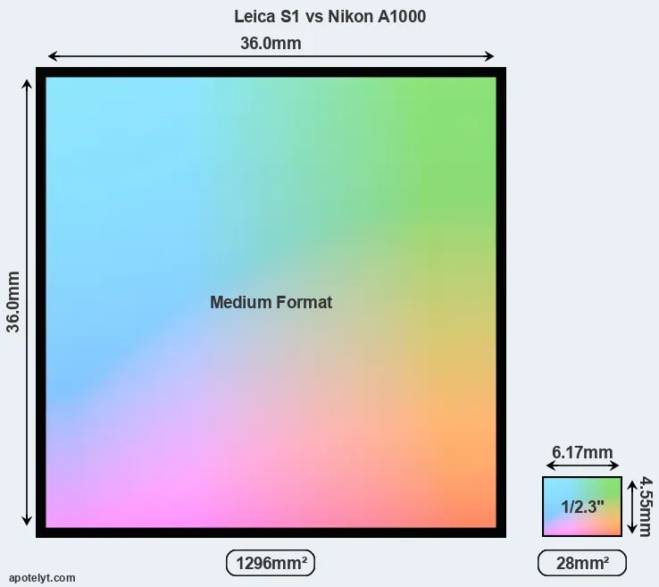 Leica S1 and Nikon A1000 sensor measures