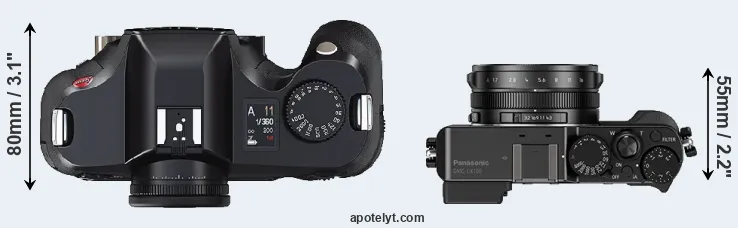 Compare S2 versus LX100 top