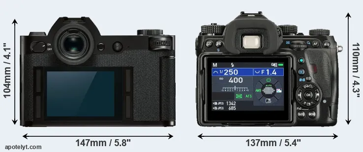 Comparison Leica SL or K-1 II rear