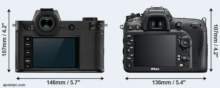 Comparison Leica SL2 or D7200 rear