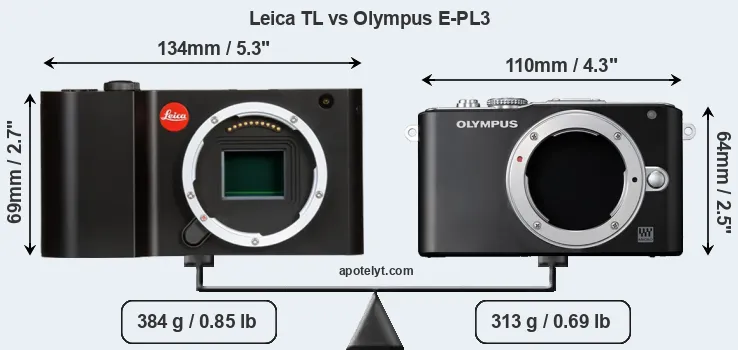 Size Leica TL vs Olympus E-PL3