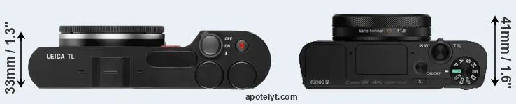 Compare TL versus RX100 IV top