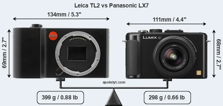 Size Leica TL2 vs Panasonic LX7