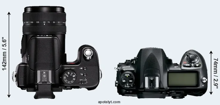Compare V-LUX 1 versus D200 top