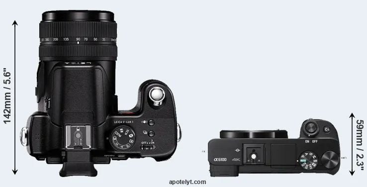 Compare V-LUX 1 versus A6100 top