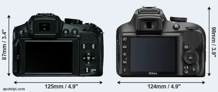 Comparison V-LUX 4 or D3400 rear