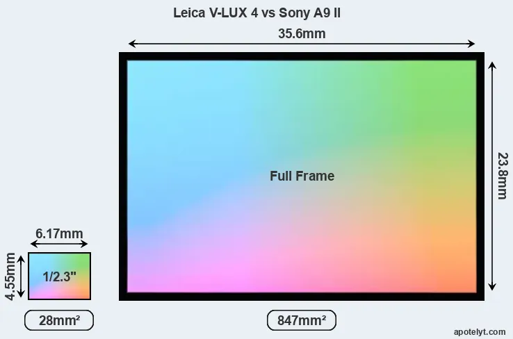 Leica V-LUX 4 and Sony A9 II sensor measures