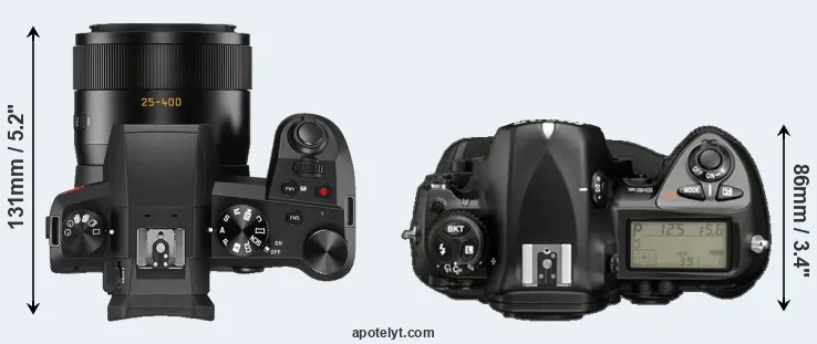Compare V-LUX 5 versus D2X top