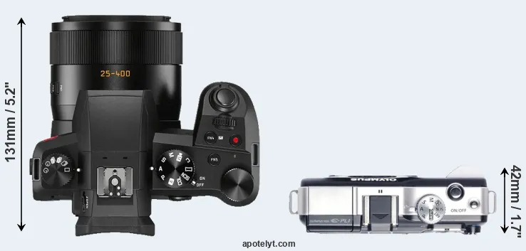 Compare V-LUX 5 versus E-PL1 top