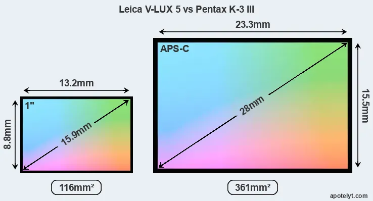 Leica V-LUX 5 and Pentax K-3 III sensor measures