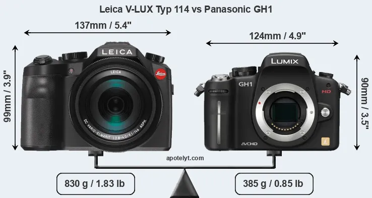 Size Leica V-LUX Typ 114 vs Panasonic GH1